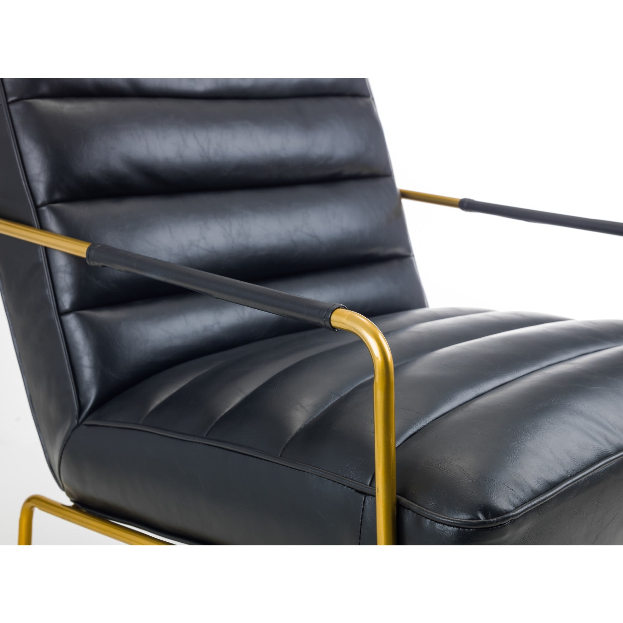 Poltrona Giorgio Julian Bowen - Design Elegante In Pelle Nera E Finiture Dorate
