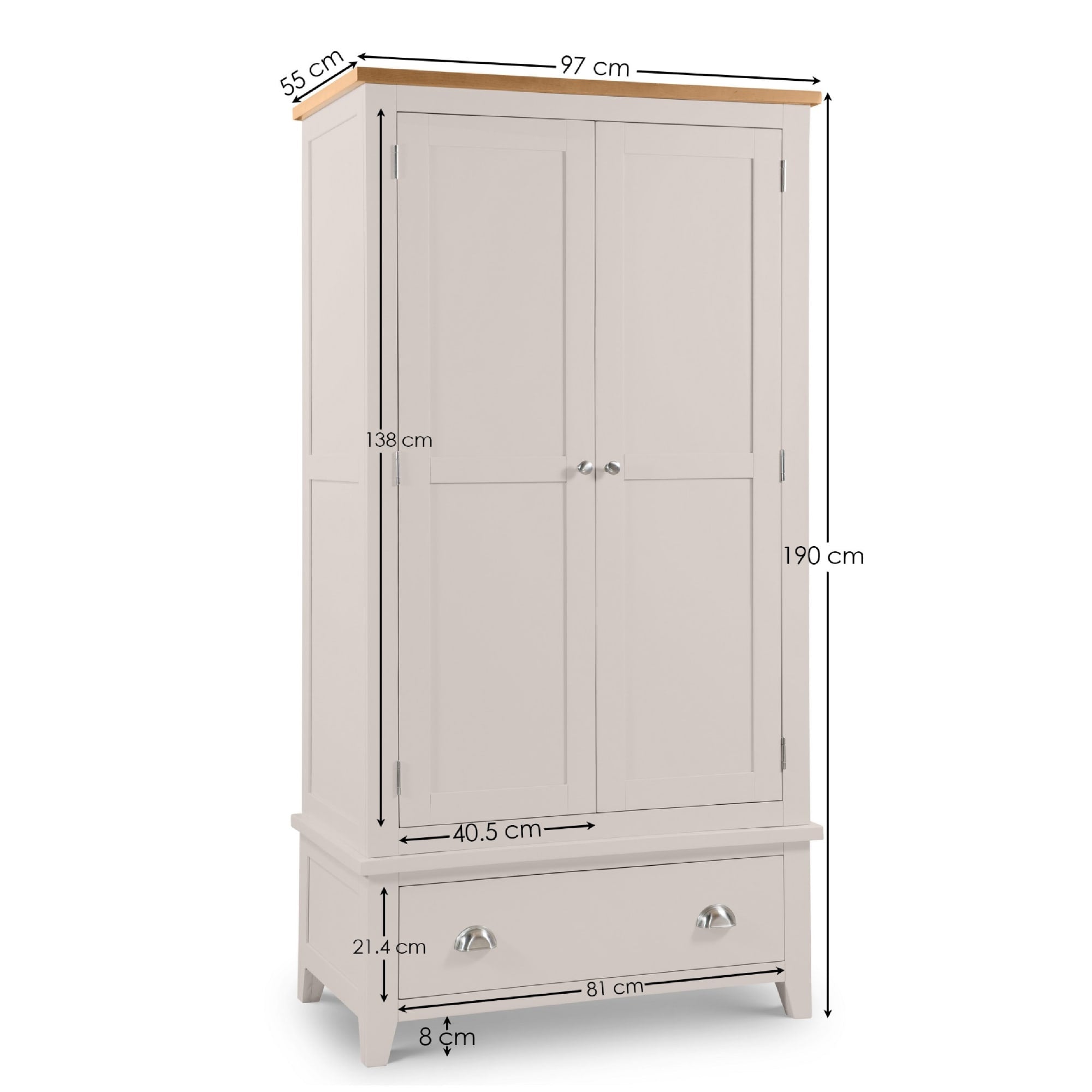Richmond 2 Door 1 Drawer Wardrobe – Julian Bowen
