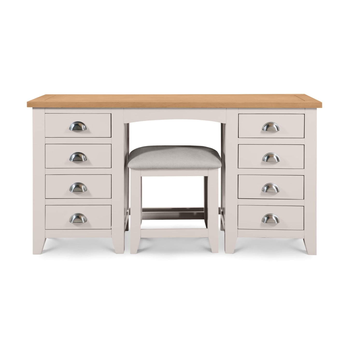 grey double pedestal dressing table Chantilly Pebble Grey Double Pedestal Dressing Table
