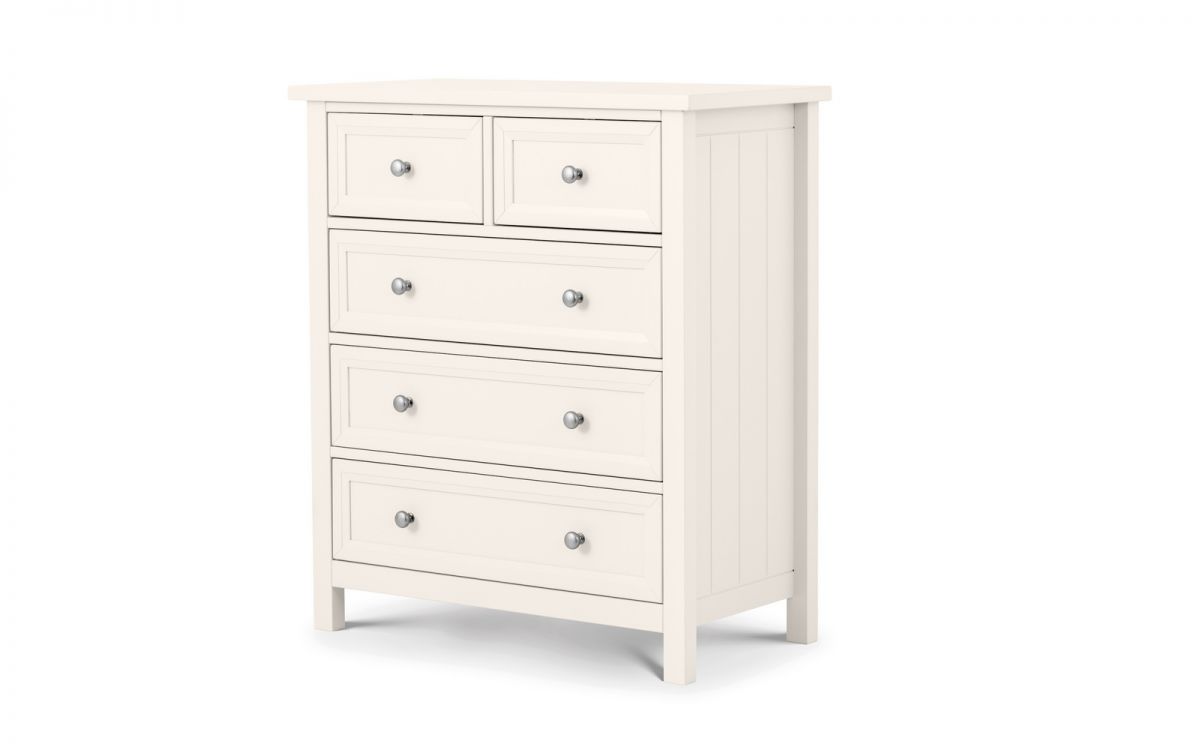 One Size Julian Bowen Maine 3 Drawer Chest SURF Pure White Lacquered Finish 