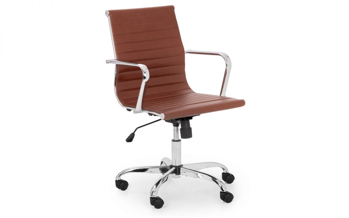 Gio Office Chair - Brown & Chrome | Julian Bowen Limited