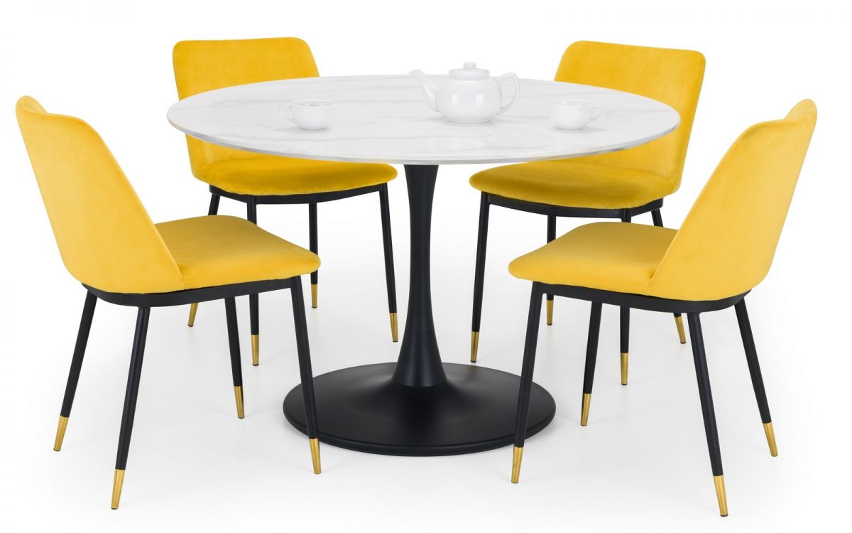 Holland Round Pedestal Table And 4 Delaunay Mustard Chairs Julian Bowen Limited 0866