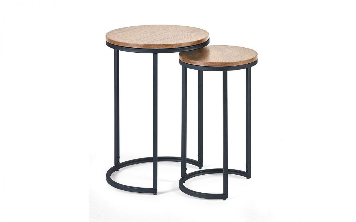 Tribeca Round Nesting Side Tables Sonoma Oak Julian Bowen Limited