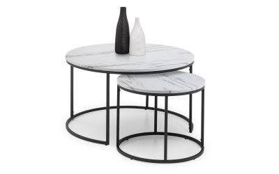Bellini Round Nesting Coffee Table, Round White Marble Nesting Coffee Table