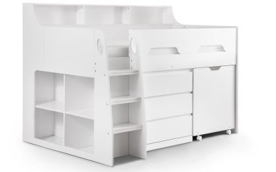 white wooden mid sleeper bed